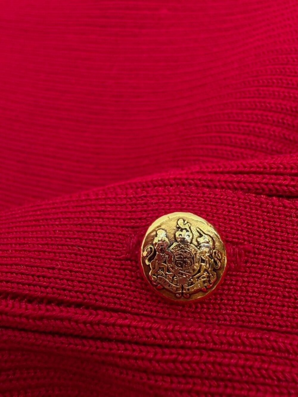 Ralph Lauren red silk cardigan with gold buttons. Size L - Picture 4 of 6